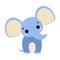 Fluffy Blue Elephant with Trunk as Kids Toy Vector Illustration