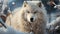 Fluffy canine in winter forest, a cute, purebred puppy howling generated by AI