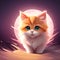 Fluffy Cat with Intense Gaze with Backlight, Generative A