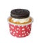 Fluffy choco cupcake with vanilla cream and cookies isolated on the white background with clipping path.