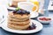 Fluffy chocolate chip pancakes for breakfast