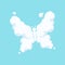Fluffy cloud in form of flying butterfly with opened wings. Cartoon kids style. Insect icon. Flat vector design for