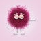 Fluffy cute pink spherical creature bored