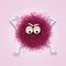 Fluffy cute pink spherical creature worried and stressed