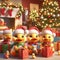 fluffy ducklings with gifts at christmas