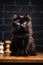 Fluffy Feline Perfection: A Closeup of a Proud Obsidian Kitten o