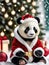 Fluffy Festivities: Professional Panda Joy with Bokeh Magic