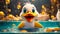 fluffy funny cartoon duck swimming water eyes cutest animal bird fun color beauty