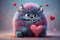 Fluffy and Furry Funny Love Heart Valentines Day Monster Characters