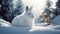 Fluffy hare sitting in snow, looking cute generated by AI