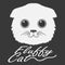 Fluffy head white cat vector illustration