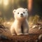 Fluffy heart melting cute animated polar bear cub, generative AI