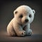 Fluffy heart melting cute animated polar bear cub, generative AI