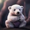 Fluffy heart melting cute animated polar bear cub, generative AI