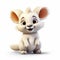 Fluffy Kangaroo Mouse: Cute 3d Animation Icon With White Fur