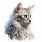 Fluffy Longhair Cat Portrait Illustration In Artgerm Style