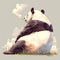 Fluffy Panda\\\'s Charm: A Whimsical Illustration