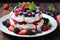 Fluffy Pavlova cake berries. Generate Ai