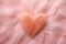 Fluffy peach heart made of feathers. Generative AI
