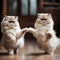 Fluffy Persian cats play with each other on their hind legs