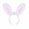 Fluffy pink rabbit ears on a white