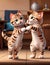 Fluffy Playmates - Kittens Engaging in Playful Interactions - Generated using AI Technology