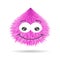 Fluffy pompom fur ball isolated vector cartoon emotions face smiley