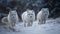 Fluffy Samoyed puppies playing in the snow generative AI