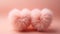 fluffy soft hearts of light pink color. Peach Fuzz trend, banner, copy space