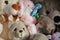 Fluffy soft snimal toys background