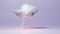 Fluffy soft white cloud, like cotton candy, on purple isolated background. Stairway to sky. Conceptual art, creative