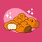 fluffy sweet and tasty choux food snack doodle illustration