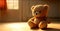 Fluffy teddy bear brings childhood joy, love, and innocence indoors generated by AI