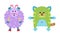 Fluffy Toy Sewn from Textile and Stuffed with Flexible Material for Kids Vector Set