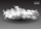 Fluffy white clouds. Realistic vector design elements. smoke effect on transparent background. Vector illustration