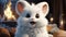 A fluffy white kitten exudes joy and charm. AI generation