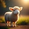 fluffy white lamb on meadow. Generative AI