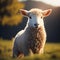 fluffy white lamb on meadow. Generative AI