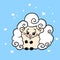 Fluffy white ram character small animal illustration