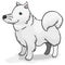 Fluffy White Samoyed Dog Waiting for its Owner, Vector Illustration