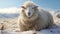 Fluffy White Sheep In Snow - 32k Uhd Rendered In Cinema4d