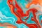 A fluid art texture that was created by mixing colored paints. An abstract fluent background with colorful waves and