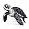 Fluid Blending Sea Turtle Illustration On White Background