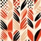 Fluid Brushwork Chevron And Leaf Pattern In Beige And Red