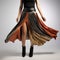 Fluid Color Combinations 3d Model Of Woman In Orange, Black, And Brown Skirt