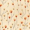 Fluid dynamic brushwork seamless patterns with flowing silhouettes and delicate flowers (tiled)