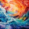 Fluid Fusion: Colors Merging in the Swirling Ripples
