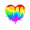 Fluid heart of colored figures on white background, for Valentine s day. Vector. Flowing multicolored paint