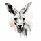 Fluid Ink Wash Kangaroo Head Illustration