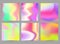 Fluid iridescent multicolored backgrounds. Vector illustration of fluids. Poster set with holographic neon effect